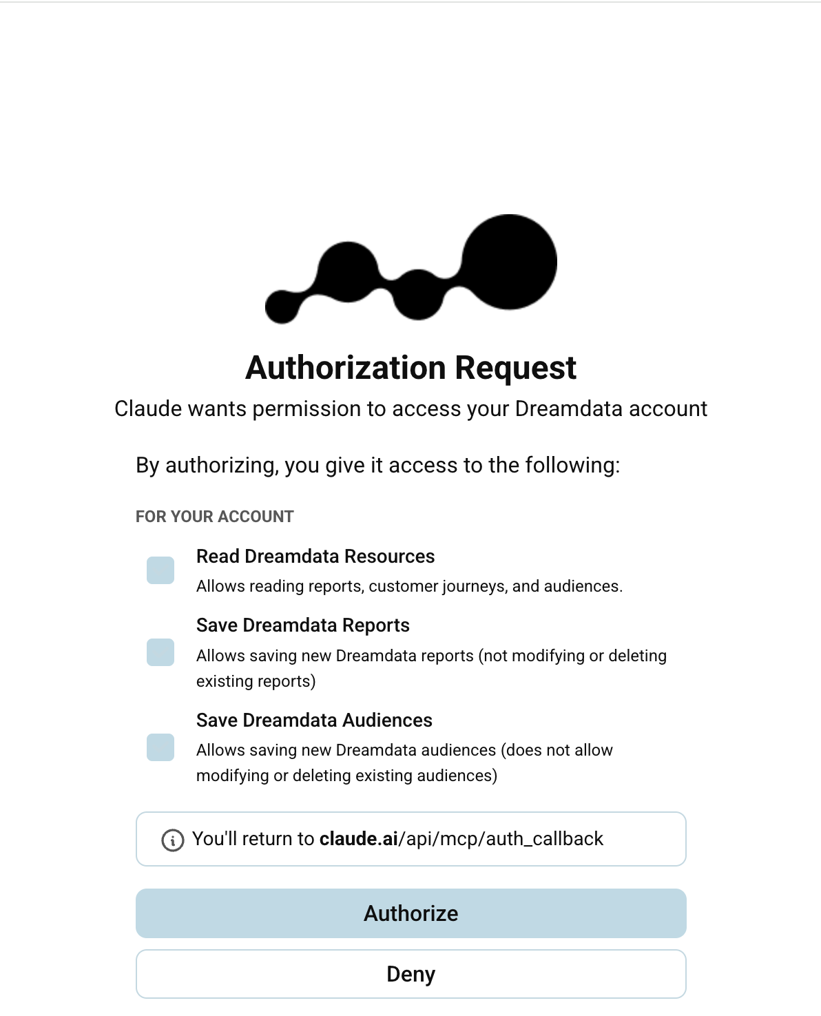 The Dreamdata authorization consent screen