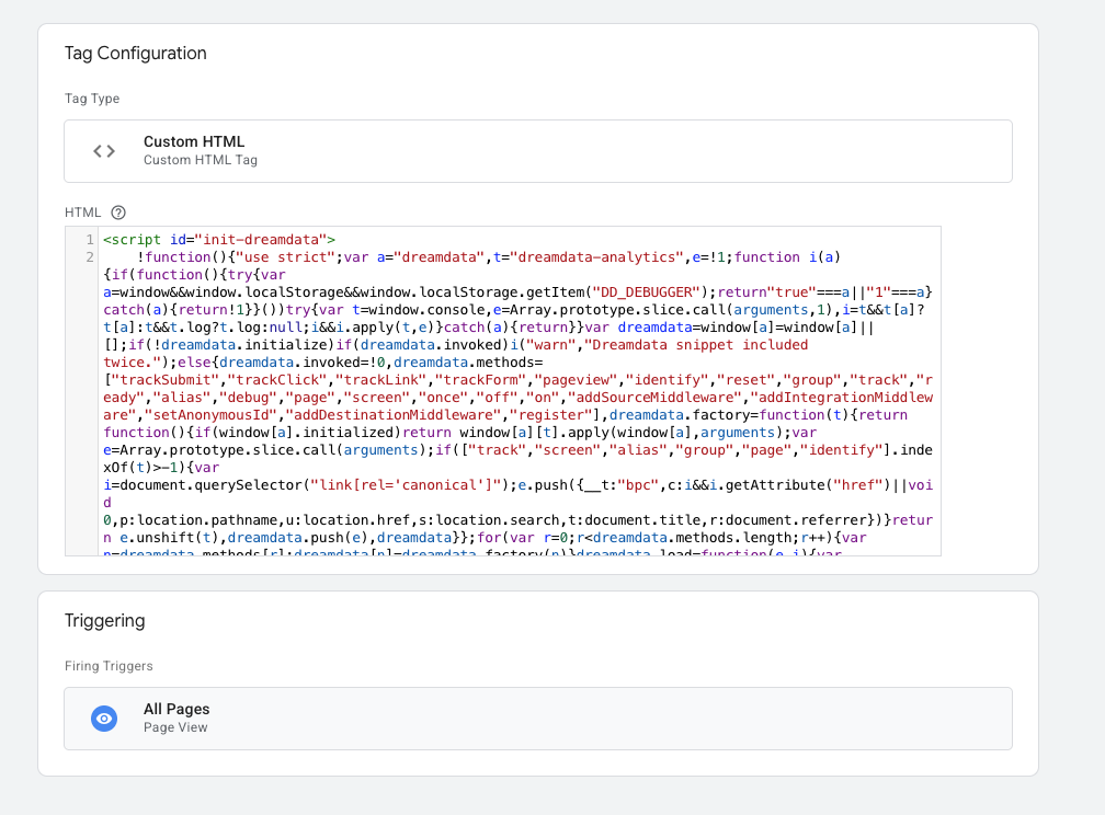 Google Tag Manager Custom HTML Tag Setup